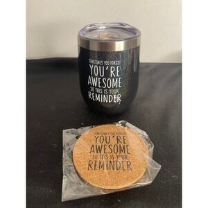 Inspirational Gifts Tumbler Glitter Charcoal You're Awesome Reminder